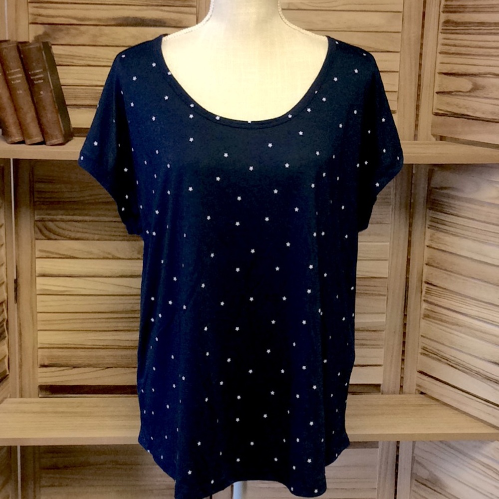 Style & Co Navy Blue w/ Stars Plus Size Tshirt